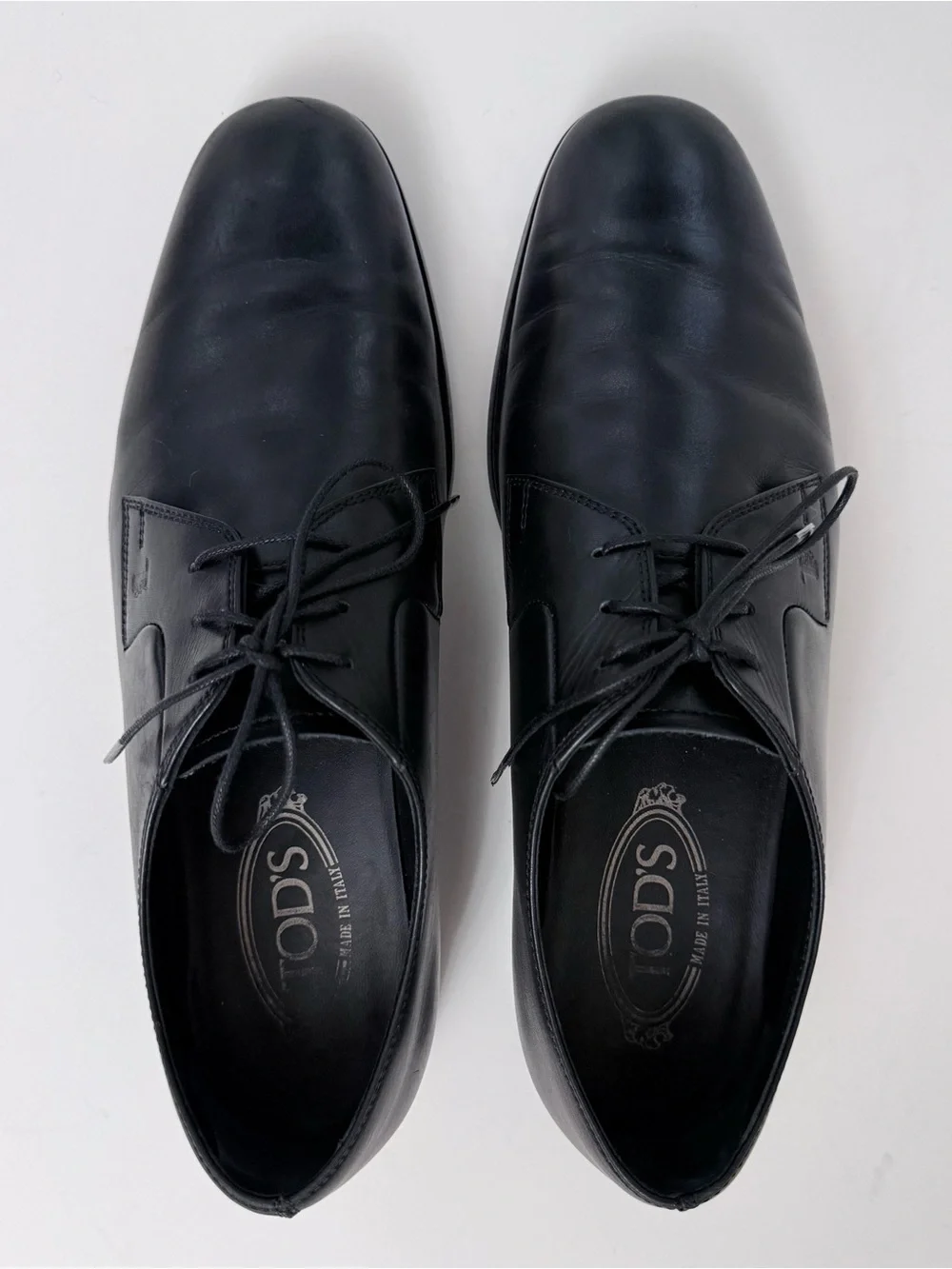 Tod's Smooth Leather Derby Lace-Up Plain Toe Dress Shoes in Black Men’s Size 7